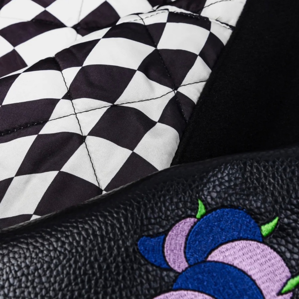 Beetlejuice Halloween Horror Haunted House Mens Varsity Embroidered Patch Jacket - Picture 6 of 11